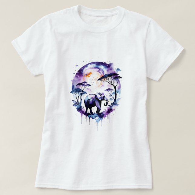 Camiseta Elefante de color morado (Diseño del anverso)