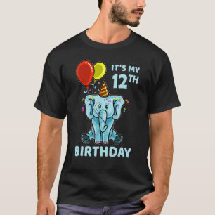 Camiseta Elefante de cumpleaños número 12 para los niños