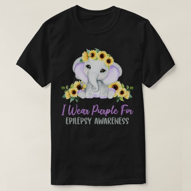 Camiseta Elefante De Día Púrpura Que Uso Para Epilepsia Awa (Diseño del anverso)