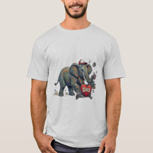 Camiseta Elefante de dibujos animados lindo sosteniendo cor