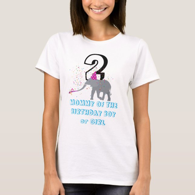 Camiseta Elefante de fiesta - Chica de la mamá, cumpleaños  (Anverso)