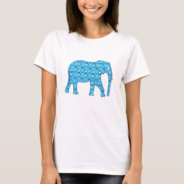 Camiseta Elefante de flores de Lotus - turquesa (Anverso)