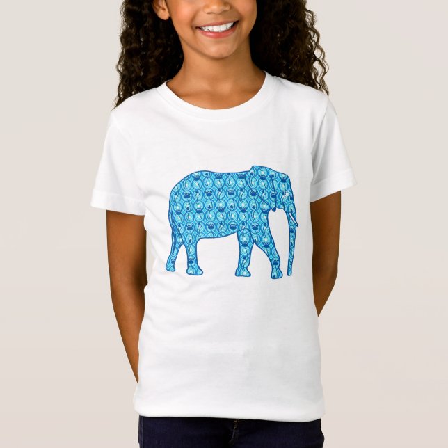 Camiseta Elefante de flores de Lotus - turquesa (Anverso)