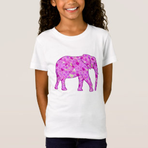 Camiseta elefante de flores - orquídea y magenta