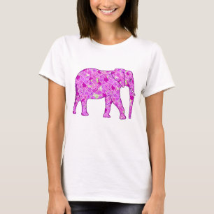 Camiseta elefante de flores - orquídea y magenta