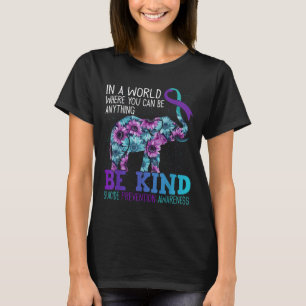 Camiseta Elefante de Girasol Azul Verdoso Morado Cinta Sé A