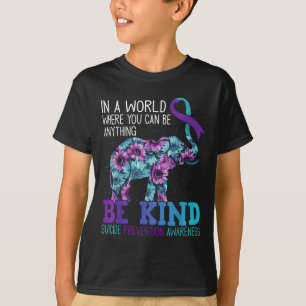 Camiseta Elefante de Girasol Azul Verdoso Púrpura Cinta Sé 