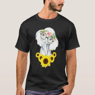 Camiseta Elefante De Girasol Con Un Garland En La Cabeza Y