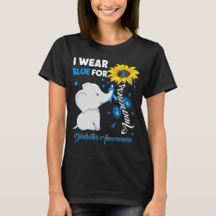 Camiseta Elefante De Girasol Que Uso Azul Para La Diabetes