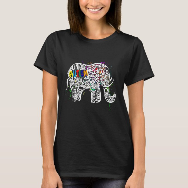 Camiseta Elefante de la conciencia del autismo (Anverso)