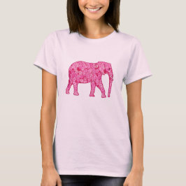 Camiseta Elefante de la flor - rosa del fucsia