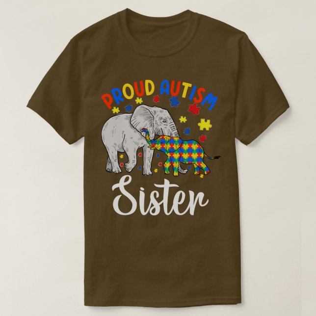 Camiseta elefante de la hermana del autismo orgulloso (Diseño del anverso)