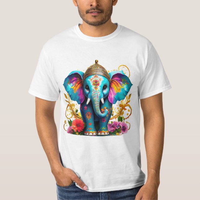 CAMISETA ELEFANTE DE LA INDIA POP ART (Anverso)
