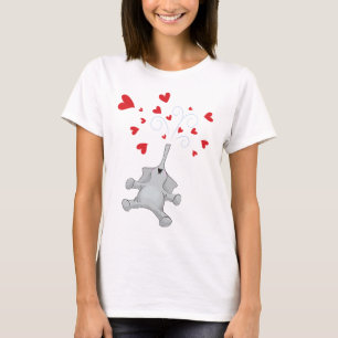 Camiseta Elefante de los corazones de la tarjeta del día d