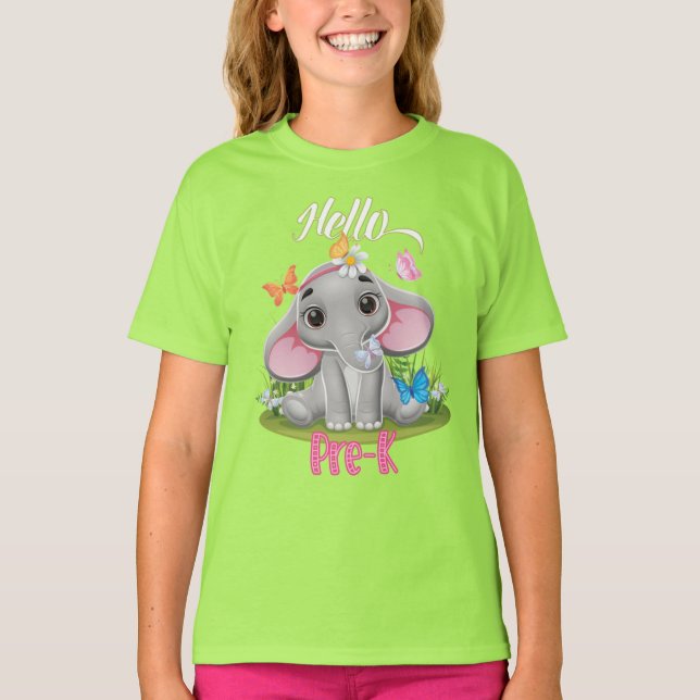 Camiseta Elefante de mariposa antes del inicio de la escuel (Anverso)