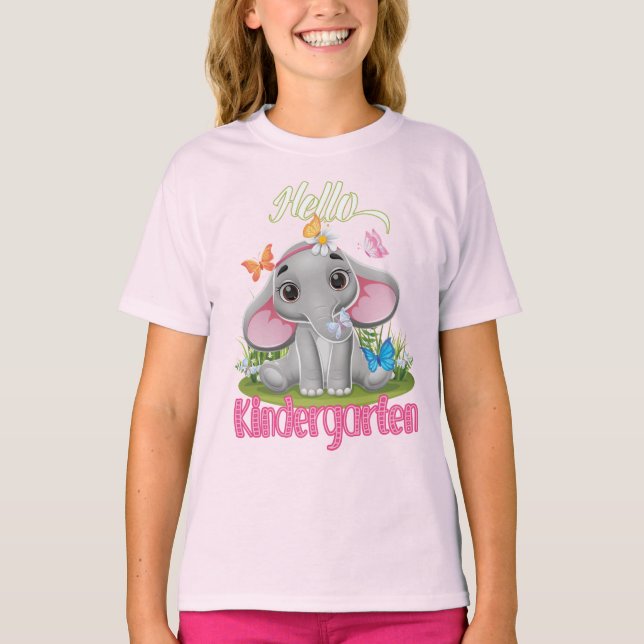 Camiseta Elefante de mariposa infantil vuelve a la escuela (Anverso)