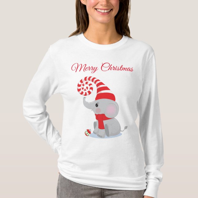 Camiseta Elefante de Navidades Cute (Anverso)