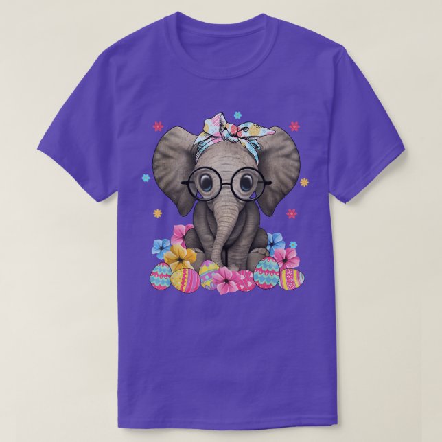 Camiseta Elefante de Pascua con gafas de sol Flujo de huevo (Diseño del anverso)