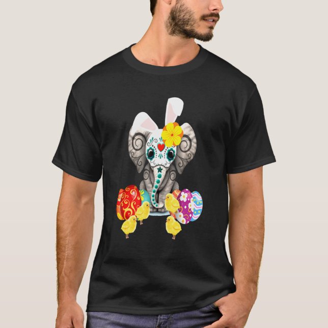 Camiseta Elefante De Pascua Con Orejas Confitadas Y Huevos  (Anverso)