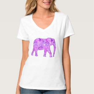 Camiseta elefante de remolino fractal - morado y orquídea