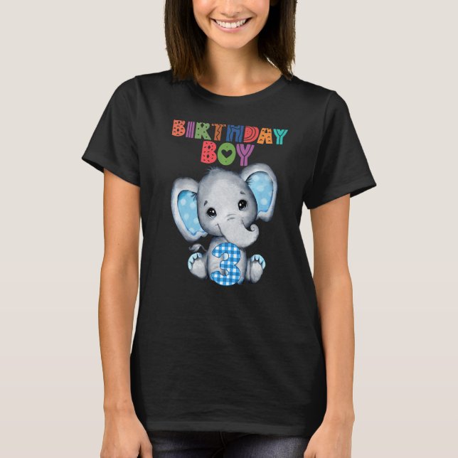 Camiseta Elefante de tercer cumpleaños Eleph con tema de ed (Anverso)