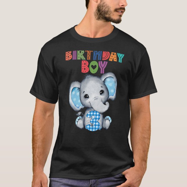 Camiseta Elefante de tercer cumpleaños Eleph con tema de ed (Anverso)