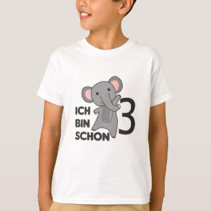 Camiseta Elefante de tres años de edad Cumpleaños de tres a