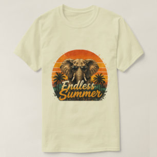 Camiseta Elefante de Verano Interminable   Safari Retro al 