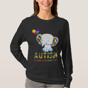 Camiseta Elefante Del Autismo Caminando Por Un Camino Difer