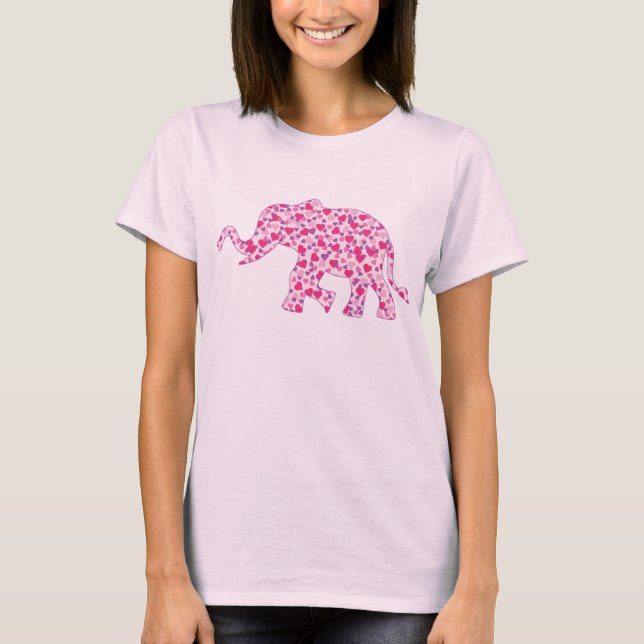 Camiseta Elefante del corazón rosado (Anverso)