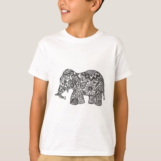 Camiseta Elefante del Doodle (Anverso)