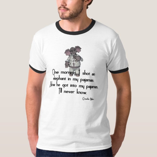 Camiseta Elefante divertido del KRW en la cita de Groucho (Anverso)