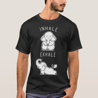 Camiseta Elefante Divertido Inhala Ehale Amigos Yoga
