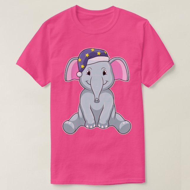 Camiseta Elefante durmiendo con gorra nocturna (Diseño del anverso)