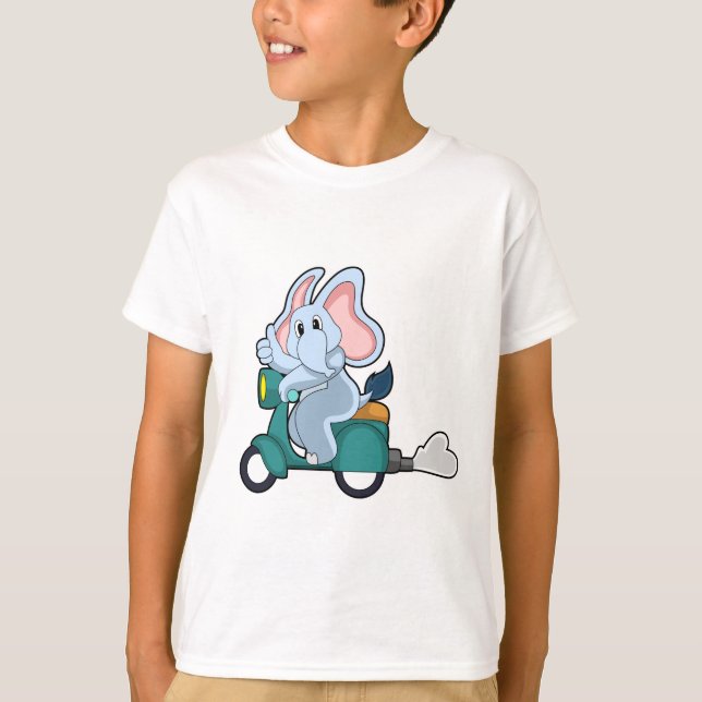Camiseta Elefante en bicicleta con Scooter (Anverso)