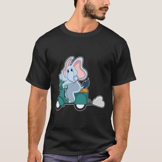 Camiseta Elefante en bicicleta con Scooter (Anverso)