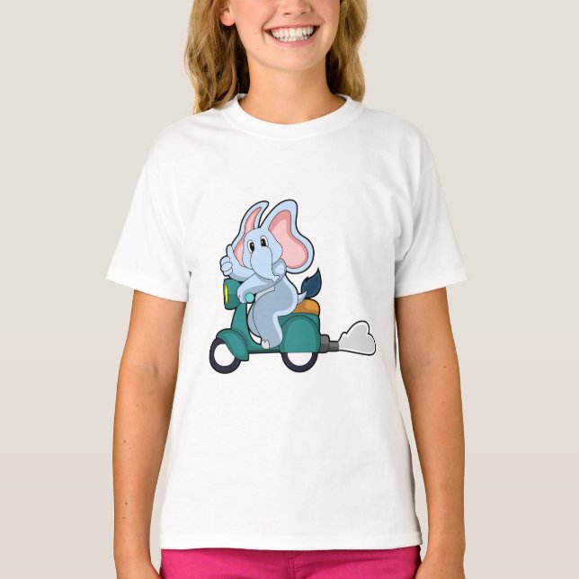 Camiseta Elefante en bicicleta con Scooter (Anverso)