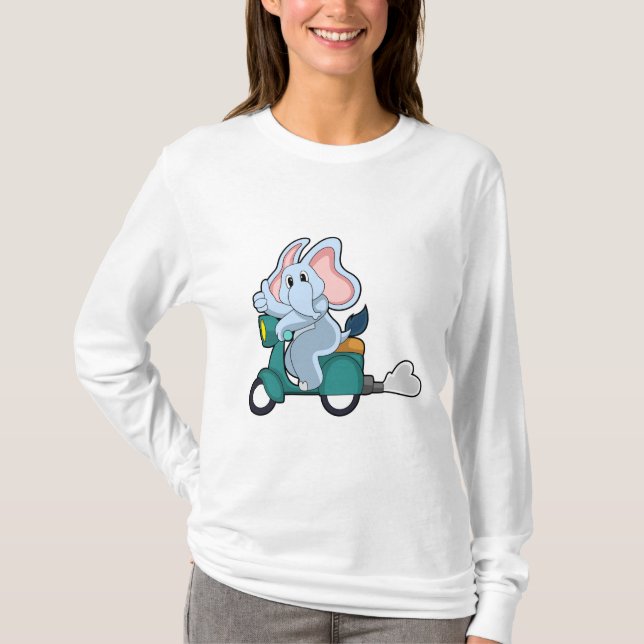 Camiseta Elefante en bicicleta con Scooter (Anverso)