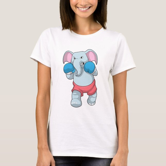 Camiseta Elefante en boxeo con guantes de boxeo (Anverso)