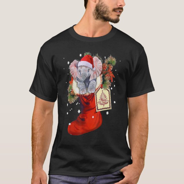 Camiseta Elefante en calcetines árbol de Navidad Pine Navid (Anverso)