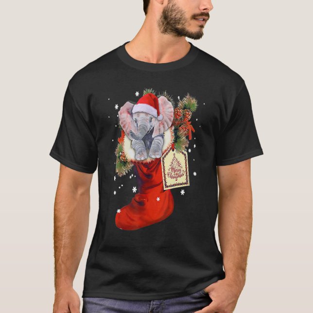 Camiseta Elefante en calcetines árbol de Navidad Pine Navid (Anverso)