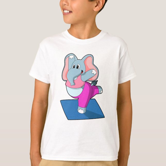 Camiseta Elefante en ejercicios de Stretching de Yoga en pi (Anverso)