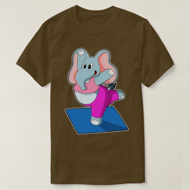 Camiseta Elefante en ejercicios de Stretching de Yoga en pi (Diseño del anverso)