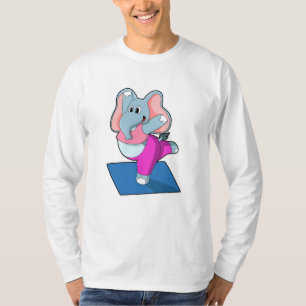 Camiseta Elefante en ejercicios de Stretching de Yoga en pi