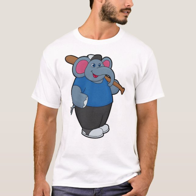 Camiseta Elefante en el béisbol con bate de béisbol (Anverso)