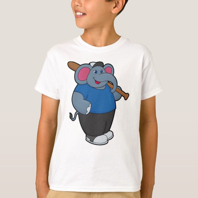 Camiseta Elefante en el béisbol con bate de béisbol (Anverso)
