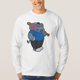 Camiseta Elefante en el béisbol con bate de béisbol