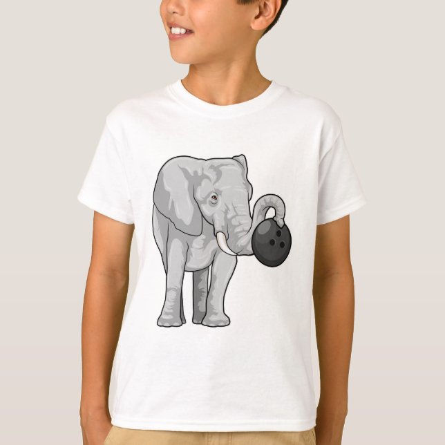 Camiseta Elefante en el Bowling con bolas (Anverso)