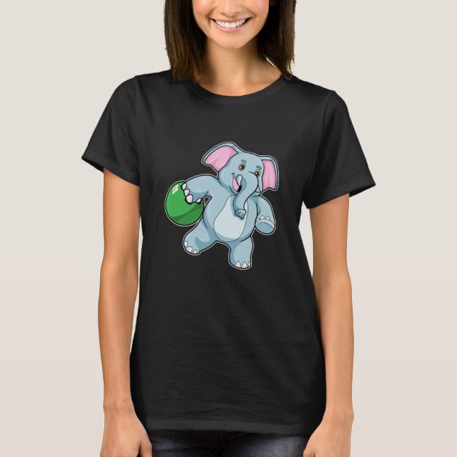 Camiseta Elefante en el Bowling con bolas (Anverso)
