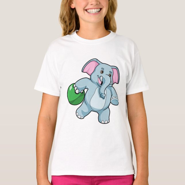 Camiseta Elefante en el Bowling con bolas (Anverso)